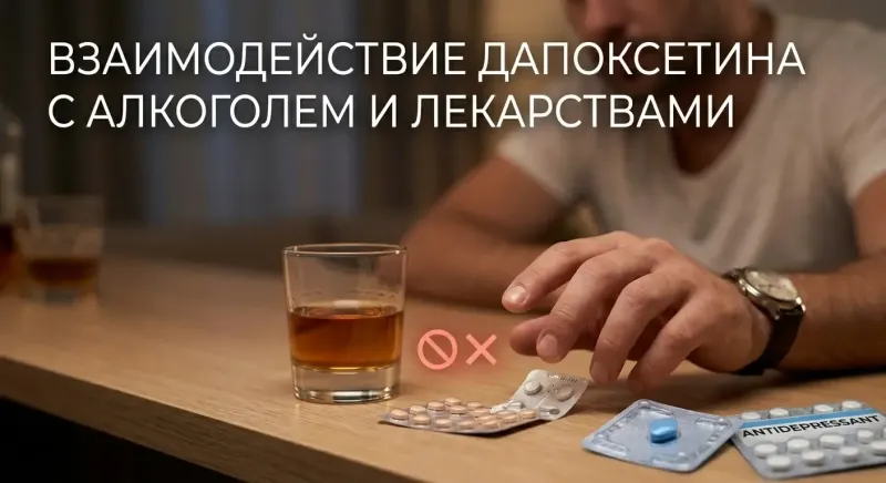 Взаємодія дапоксетину з алкоголем та ліками
